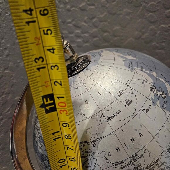 Better Homes and Garden Decorative Globe 13" Silver with Wood Base - Picture 4 of 5